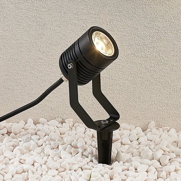 Lindby Εξωτερικός προβολέας LED Maris με ακίδα εδάφους, IP65, μαύρο, Μαύρο, Μέταλλο, σύγχρονο