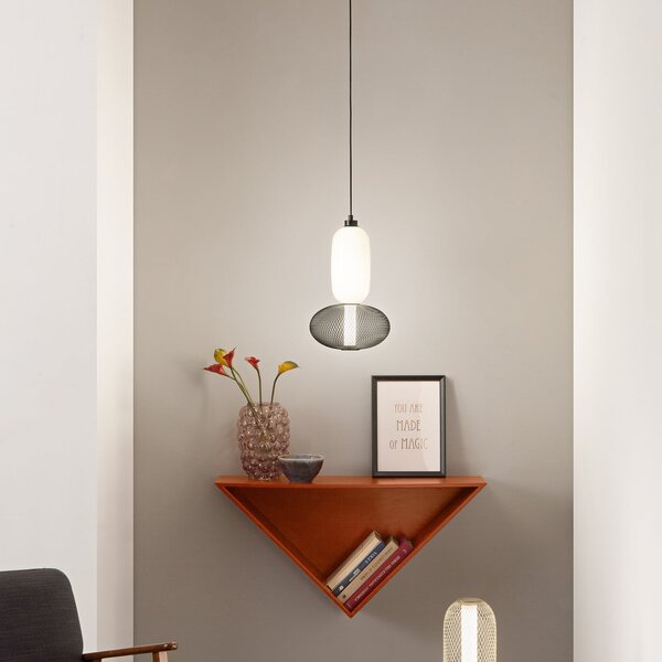 Luce Ambiente Design Κρεμαστή λάμπα LED INKAS, ύψος 90 cm, μαύρο, γυαλί/μέταλλο, CCT, Μαύρο, Σαλόνι / τραπεζαρία, Γυαλί