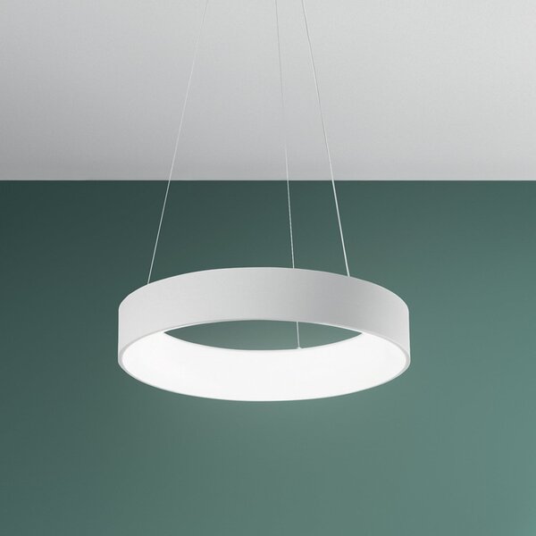 Luce Ambiente Design Κρεμαστό φωτιστικό LED Noah, λευκό, Ø 60 cm, μέταλλο, CCT, Λευκό, Σαλόνι / τραπεζαρία, σύγχρονο