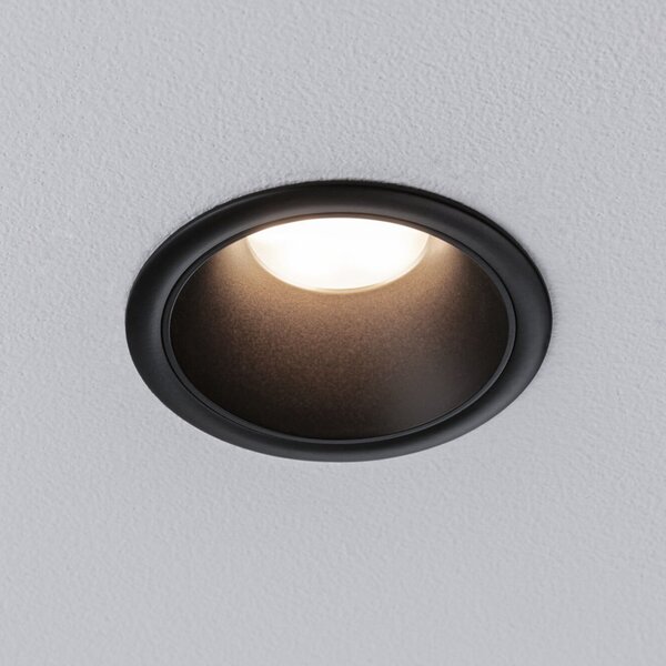 Paulmann LED ενσωματωμένη λάμπα Cole Coin μαύρη Ø9cm IP44 dim 3 τεμάχια, ρυθμιζόμενος, Μαύρο, Μπάνιο, Μέταλλο, σύγχρονο, Εσοχή οροφής