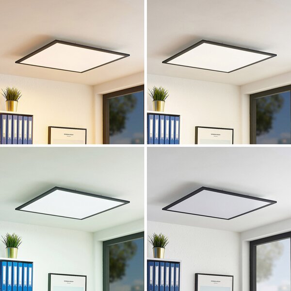 Lindby LED πάνελ Nelios, 62 x cm, CCT, μαύρο, μέταλλο, ρυθμιζόμενος, Μαύρο, Κουζίνα, Πλαστικό, σύγχρονο
