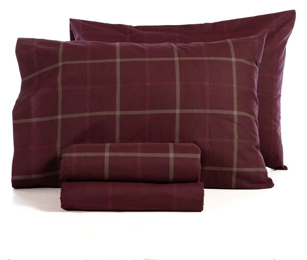 Φανελένια Σεντόνια Μονά (Σετ) Nef-Nef Homeware Flannel Naiberg Bordo