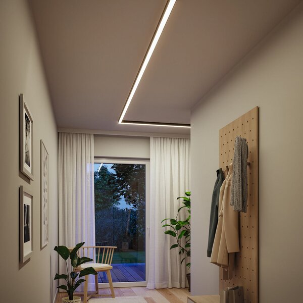 Paulmann LED φωτιστική λωρίδα Linion, μαύρη, γωνία 90°, 3.000 K, ρυθμιζόμενος, Μαύρο, Σαλόνι / τραπεζαρία, Αλουμίνιο, σύγχρονο