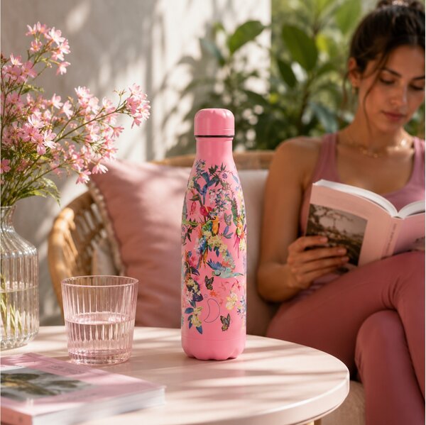Μπουκάλι Θερμός Tropical Original Chilly's με χωρητικότητα 500ml και διατήρηση θερμοκρασίας 12h ζεστό / 24h κρύο - Macaw Madness
