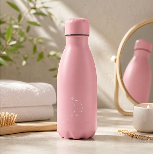 Mπουκάλι Θερμός Chilly's με χωρητικότητα 260ml και διατήρηση θερμοκρασίας 12h ζεστό / 24h κρύο - Pastel Pink