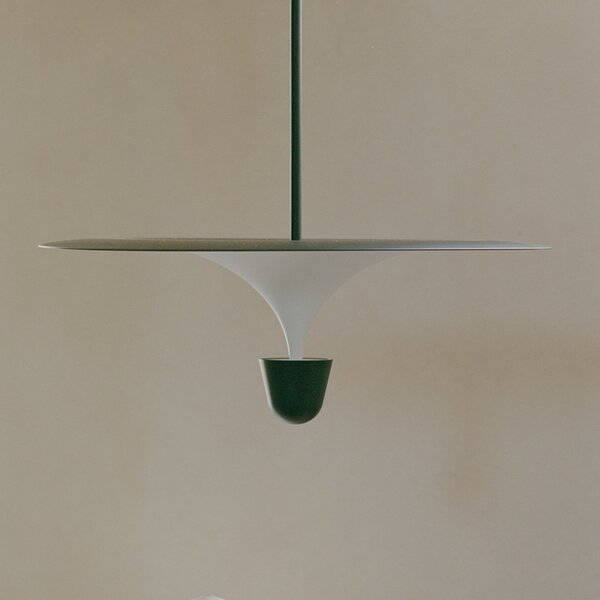 New Works LED κρεμαστό φωτιστικό Kantarell, Ø 60 cm, μαύρο, ρυθμιζόμενος, Λευκό, Σαλόνι / τραπεζαρία, Μέταλλο, σχεδιασμός
