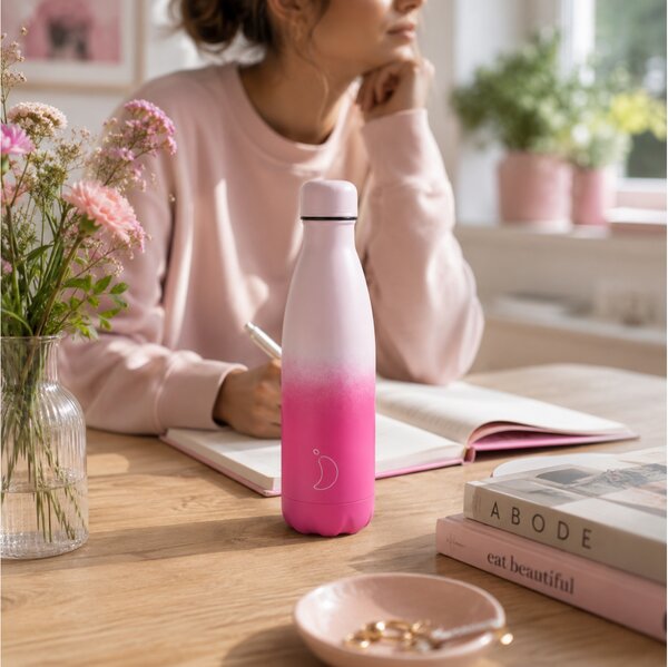 Μπουκάλι Θερμός Original Gradient Chilly's με χωρητικότητα 500ml και διατήρηση θερμοκρασίας 12h ζεστό / 24h κρύο - Rose Blush