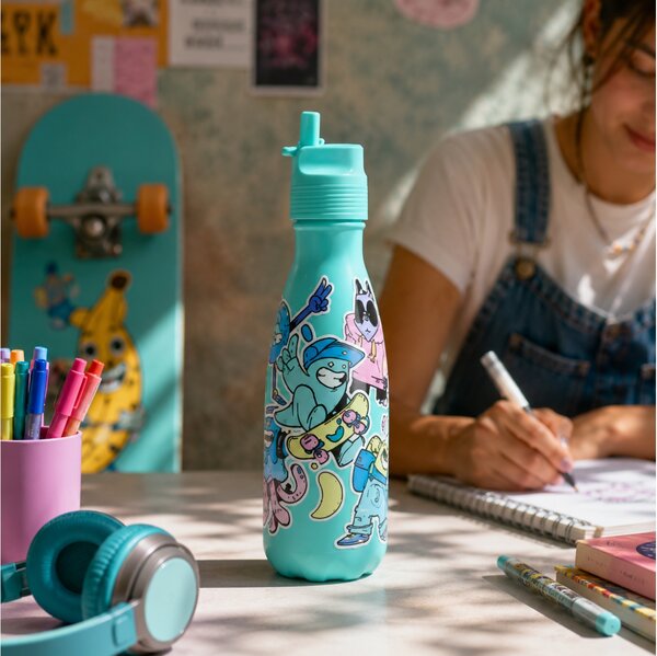 Μπουκάλι Θερμός Original Kids Chilly's με πτυσσόμενο καλαμάκι, χωρητικότητα 350ml και διατήρηση θερμοκρασίας 12h ζεστό / 24h κρύο - Sticker