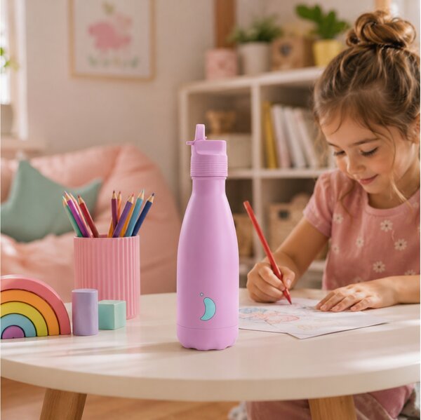 Μπουκάλι Θερμός Original Kids Chilly's με πτυσσόμενο καλαμάκι, χωρητικότητα 350ml και διατήρηση θερμοκρασίας 12h ζεστό / 24h κρύο - Berry
