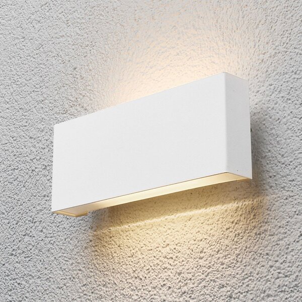 Lindby Εξωτερικό φωτιστικό τοίχου LED Safira, μεταλλικό, πάνω/κάτω, IP44, Λευκό, Αλουμίνιο, σύγχρονο