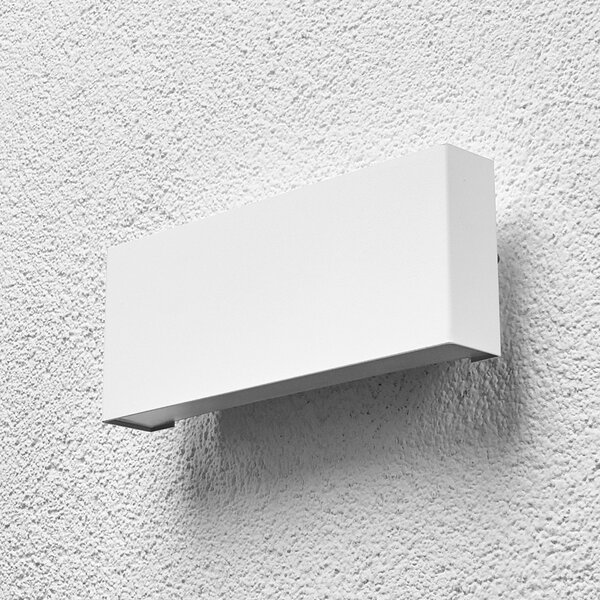 Lindby Εξωτερικό φωτιστικό τοίχου LED Safira, μεταλλικό, πάνω/κάτω, IP44, Λευκό, Αλουμίνιο, σύγχρονο