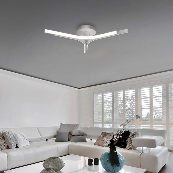 Viokef LED φωτιστικό οροφής Alta, ασημί, Ø 70 cm, μέταλλο, Μεταλλικό, Σαλόνι / τραπεζαρία, Αλουμίνιο, σύγχρονο