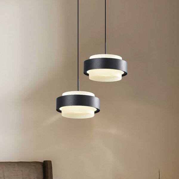 Viokef Κρεμαστό φωτιστικό LED Donal, Ø 17 cm, μαύρο, μέταλλο, Μαύρο, Σαλόνι / τραπεζαρία, Αλουμίνιο, σύγχρονο
