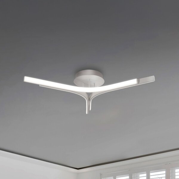 Viokef LED φωτιστικό οροφής Alta, ασημί, Ø 70 cm, μέταλλο, Μεταλλικό, Σαλόνι / τραπεζαρία, Αλουμίνιο, σύγχρονο