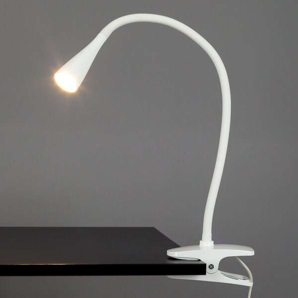 Lindby LED φωτιστικό σφιγκτήρα Baris, λευκό, ύψος 44 cm, 3000K, Λευκό, Μελέτη / Γραφείο, Μέταλλο, σύγχρονο