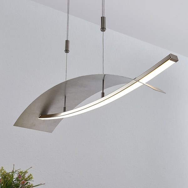Lucande LED κρεμαστό φωτιστικό Marija, 91 cm, ασημί, ρυθμιζόμενο, ρυθμιζόμενος, Μεταλλικό, Σαλόνι / τραπεζαρία, Μέταλλο, σύγχρονο