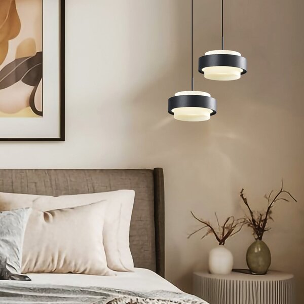 Viokef Κρεμαστό φωτιστικό LED Donal, Ø 17 cm, μαύρο, μέταλλο, Μαύρο, Σαλόνι / τραπεζαρία, Αλουμίνιο, σύγχρονο