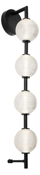 Viokef LED απλίκα Abeona, ύψος 72 cm, μαύρο, μέταλλο, 4 φτερά., Μαύρο, Σαλόνι / τραπεζαρία, Μέταλλο