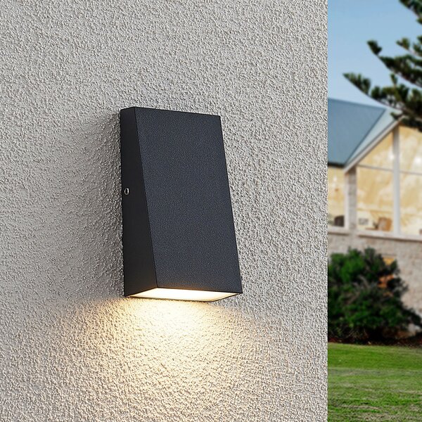 Lucande Adarey LED φωτιστικό τοίχου εξωτερικού χώρου, IP54, Γκρι, Μέταλλο, σύγχρονο
