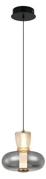 Viokef Κρεμαστό φωτιστικό LED Sire, Ø 22 cm, καπνιστό γκρι/μπρονζέ, μέταλλο/γυαλί, Γκρι, Σαλόνι / τραπεζαρία, Μέταλλο