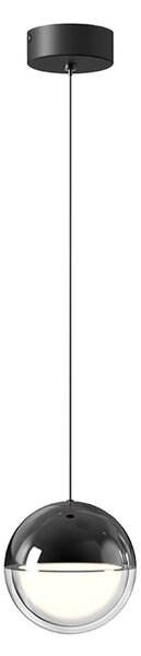 Viokef Κρεμαστό φωτιστικό LED Zirea, μαύρο/χρώμιο, Ø 12 cm, μέταλλο, Μαύρο, Σαλόνι / τραπεζαρία, Μέταλλο, σύγχρονο