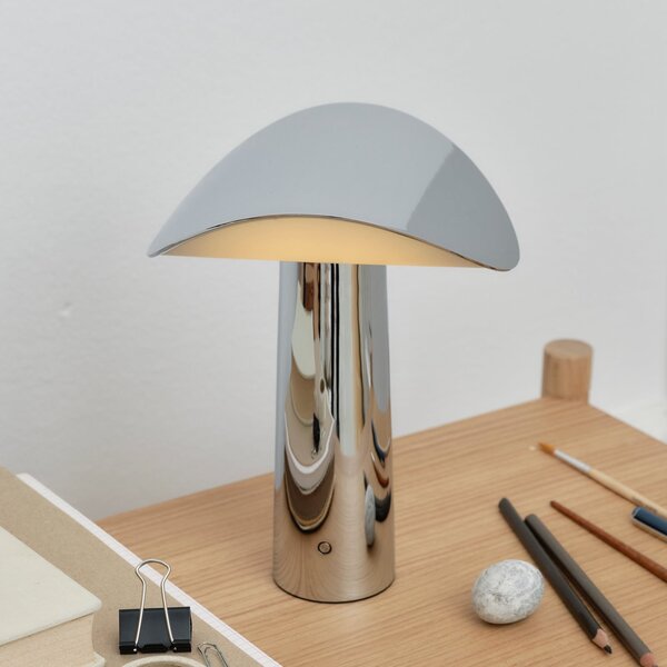 GEJST LED φορητή επιτραπέζια λάμπα Lium, χρώμιο, 2.700 K, USB, ρυθμιζόμενος, Μεταλλικό, Σαλόνι / τραπεζαρία, Αλουμίνιο, σύγχρονο
