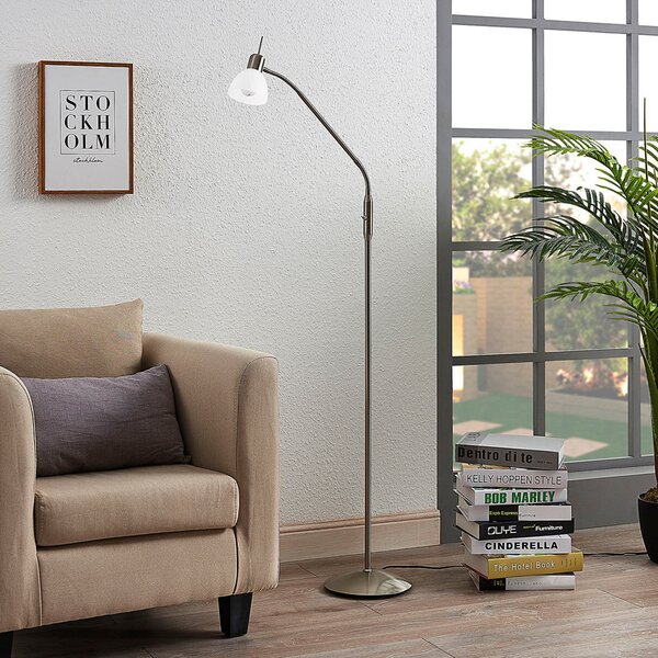 Lindby Φωτιστικό δαπέδου Gwendolin, 160 cm, γυαλί, E14, ρυθμιζόμενο, Μεταλλικό, Σαλόνι / τραπεζαρία, Μέταλλο, σύγχρονο, Ελεύθερος κατακόρυφος προβολέας