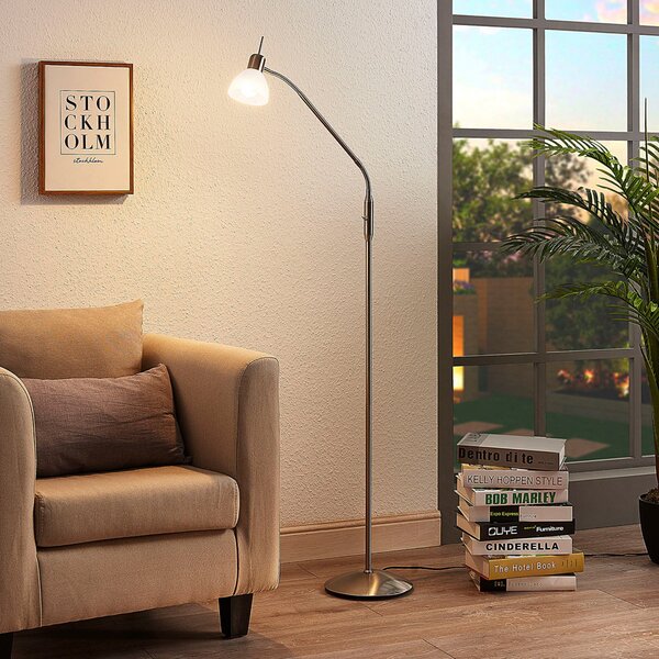 Lindby Φωτιστικό δαπέδου Gwendolin, 160 cm, γυαλί, E14, ρυθμιζόμενο, Μεταλλικό, Σαλόνι / τραπεζαρία, Μέταλλο, σύγχρονο, Ελεύθερος κατακόρυφος προβολέας