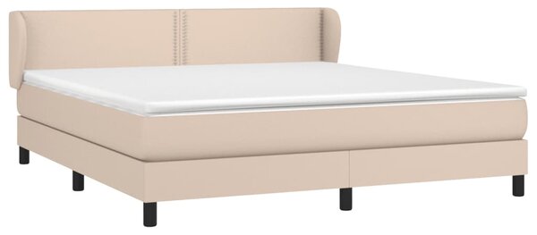 VidaXL Κρεβάτι Boxspring με Στρώμα Καπουτσίνο 160x200εκ.από Συνθ.Δέρμα