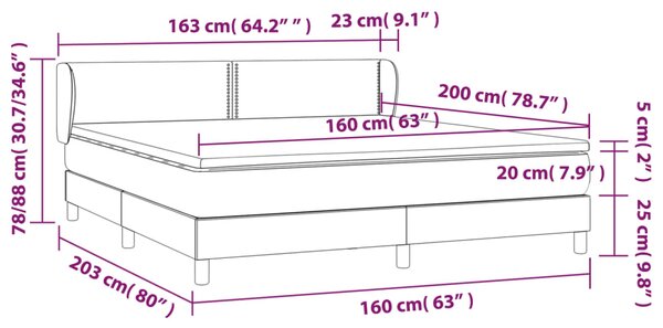 VidaXL Κρεβάτι Boxspring με Στρώμα Καπουτσίνο 160x200εκ.από Συνθ.Δέρμα