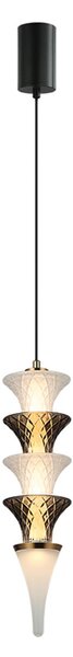 Viokef Κρεμαστό φωτιστικό LED Venera, ύψος 43 cm, λευκό/καφέ, γυαλί, Λευκό, Σαλόνι / τραπεζαρία, Γυαλί