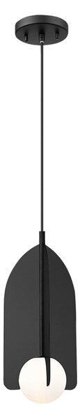 Viokef Κρεμαστό φωτιστικό Fedora, Ø 22 cm, μαύρο, μέταλλο/γυαλί, ρυθμιζόμενος, Μαύρο, Σαλόνι / τραπεζαρία, Μέταλλο