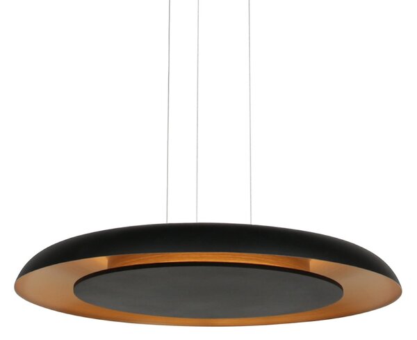 Steinhauer Κρεμαστό φωτιστικό LED Golden Veil, μαύρο/χρυσό, ρυθμιζόμενο, μέταλλο, ρυθμιζόμενος, Μαύρο, Σαλόνι / τραπεζαρία, Μέταλλο, σύγχρονο