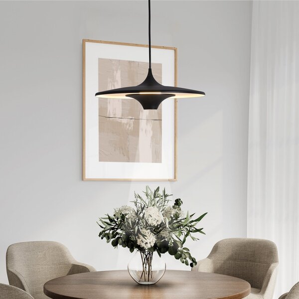 Viokef Κρεμαστό φωτιστικό LED Rene, μαύρο, Ø 42 cm, μέταλλο, Μαύρο, Σαλόνι / τραπεζαρία, Μέταλλο, σύγχρονο