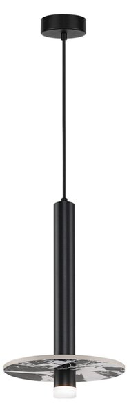 Viokef Κρεμαστό φωτιστικό LED Leandros, μαύρο, Ø 40 cm, τεχνητός λίθος/μέταλλο, Μαύρο, Σαλόνι / τραπεζαρία, Μέταλλο