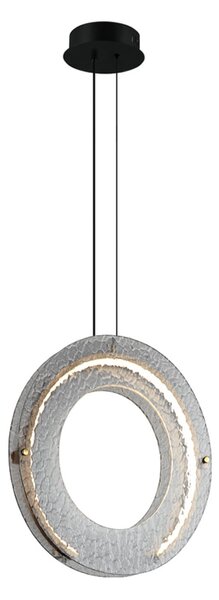 Viokef Κρεμαστό φωτιστικό LED Tamara, καπνιστό γκρι, Ø 40 cm, γυαλί/μέταλλο, Γκρι, Σαλόνι / τραπεζαρία, Γυαλί, σύγχρονο