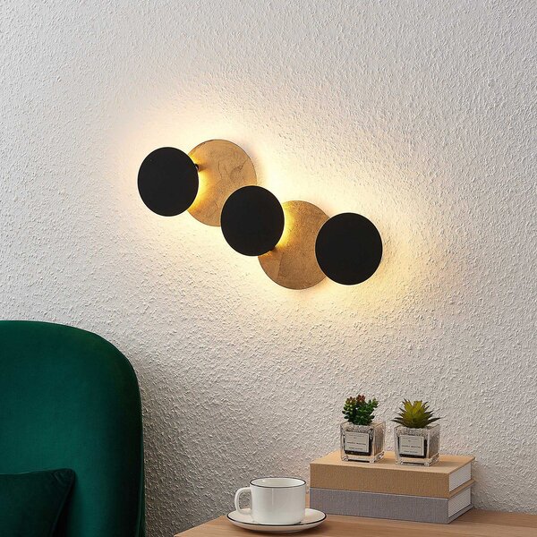 Lindby LED φωτιστικό τοίχου Grazyna, 52 cm, 5-φωτο, ρυθμιζόμενο, Μαύρο, Σαλόνι / τραπεζαρία, Μέταλλο, σύγχρονο, Ειδικά σχήματα τοίχου
