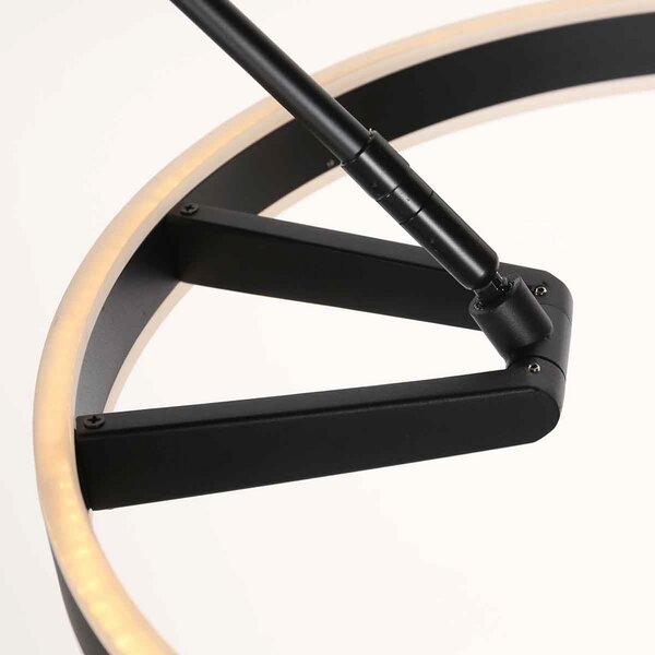 Steinhauer LED φωτιστικό τόξου Ringlux, μαύρο, μέταλλο, CCT, ρυθμιστής έντασης φωτισμού, ρυθμιζόμενος, Μαύρο, Σαλόνι / τραπεζαρία, Μέταλλο, σύγχρονο