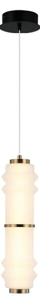 Viokef Κρεμαστή λάμπα LED Dereck, λευκό/χάλκινο, Ø 10 cm, γυαλί, Λευκό, Σαλόνι / τραπεζαρία, Γυαλί