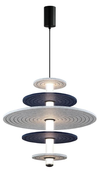 Viokef Κρεμαστή λάμπα LED Azul, ύψος 46 cm, μπλε/γκρι/μαύρο, τσόχα, Γκρι, Σαλόνι / τραπεζαρία, Πλαστικό