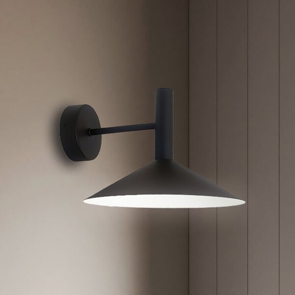 Viokef LED απλίκα Marsi, μαύρο, Ø 25 cm, μέταλλο, Μαύρο, Σαλόνι / τραπεζαρία, Μέταλλο