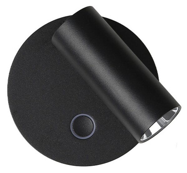 Viokef LED απλίκα Tara, μαύρο, Ø 9 cm, μέταλλο, ρυθμιζόμενος, Μαύρο, Σαλόνι / τραπεζαρία, Μέταλλο, σύγχρονο, Φως ανάγνωσης