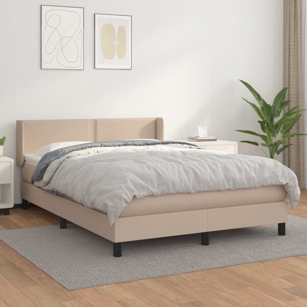 VidaXL Κρεβάτι Boxspring με Στρώμα Καπουτσίνο 140x200εκ.από Συνθ.Δέρμα