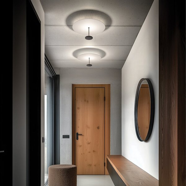 Linea Light Φωτιστικό οροφής LED Stilo_S, μαύρο, Ø 35 cm, ρυθμιζόμενος, Μαύρο, Σαλόνι / τραπεζαρία, Αλουμίνιο, σύγχρονο