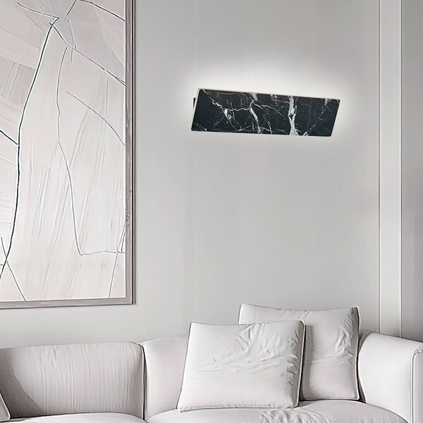 Viokef LED απλίκα Selena, πλάτος 40 cm, μαύρο, τεχνητός λίθος, Μαύρο, Σαλόνι / τραπεζαρία, Πλαστικό