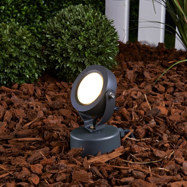 Lucande Προβολέας LED εξωτερικού χώρου Gavin, 33 cm, ανθρακί, αλουμίνιο, Μαύρο, Μέταλλο