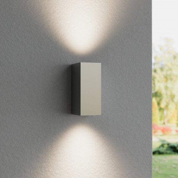 Lucande Φωτιστικό εξωτερικού χώρου Tavi, 15 cm, ασημί, IP54, Γκρι, Διάδρομος, Μέταλλο, σύγχρονο, Πρίζα τοίχου πάνω/κάτω