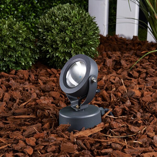 Lucande Προβολέας LED εξωτερικού χώρου Gavin, 33 cm, ανθρακί, αλουμίνιο, Μαύρο, Μέταλλο