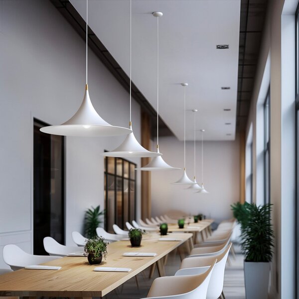 Linea Light Κρεμαστό φωτιστικό Morgana, λευκό/νικέλιο, μέταλλο, Ø 48 cm, E27, ρυθμιζόμενος, Λευκό, Σαλόνι / τραπεζαρία, Αλουμίνιο, σύγχρονο