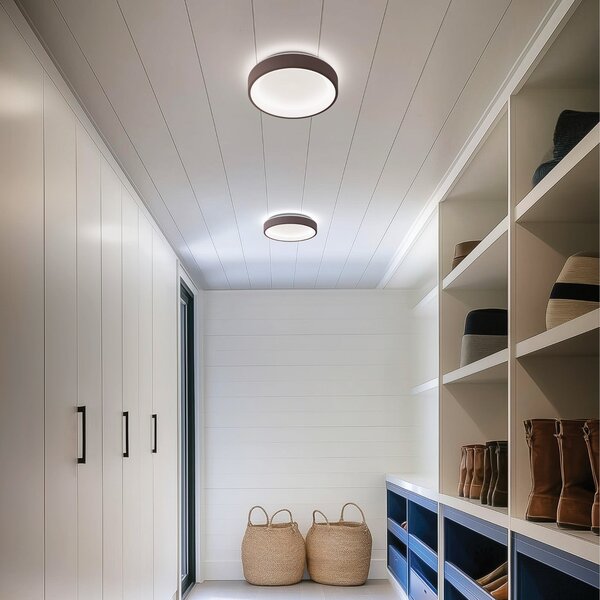 Linea Light LED φωτιστικό τοίχου Iside, καφέ, μέταλλο, Ø 35 cm, IP40, ρυθμιζόμενος, Καφέ / Σκουριάς, Σαλόνι / τραπεζαρία, Μέταλλο, σύγχρονο